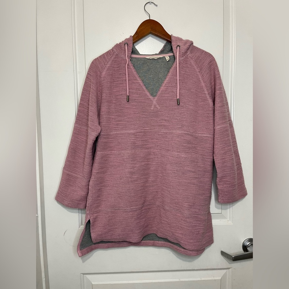 Soft Surroundings Hoodie Womens Medium Pink Sweater Bohemian My Weekend Poncho